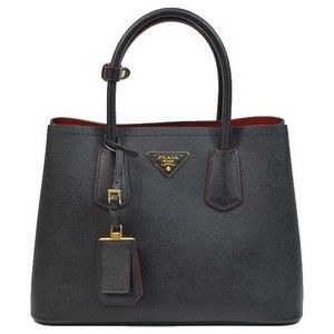 Prada Doubre Small Leather Shoulder Bag Black
